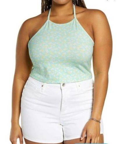 BP NWT . Halter Crop Top In Teal- Ivory Allison Floral size 2X