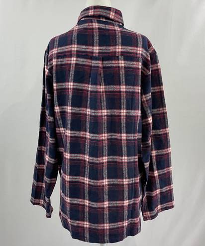 Nordstrom New  Plaid Flannel Button Down Pajama Shirt Navy Peacoat Tartan