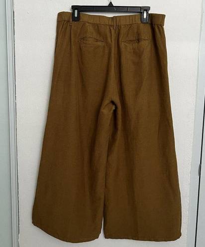 J.Jill  Linen Wide Leg Cropped Pants Brown MEDIUM Womens