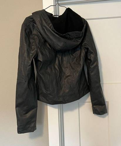 New Look Faux Leather Jacket with Hood