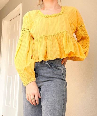 Bohme  Yellow Cropped Peplum Blouse