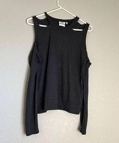 Good American  cold shoulder charcoal sweater 0