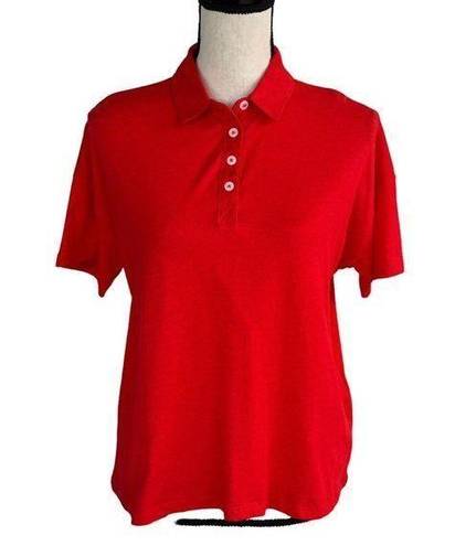 Style & Co  Petite Medium Polo Top Short Sleeves Button Neck Lightweight Red New