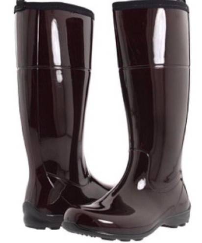 Kamik Womens 10 Ellie Rubber Wellington Rain Boots - Tall, Chocolate, Waterproof, Pull On