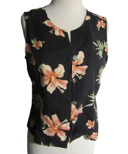 The Moon VINTAGE Pineapple Boxy Silk Princess Tank Top Button Down Hawaiian S‎