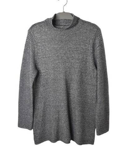 J.Jill  Pullover Sweater Women's L Gray Wool Blend Solid Long Sleeve Mock Neck