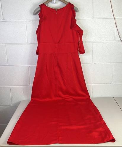 Monique Lhuillier RTR ML 
Red Ruffle High Low Gown Sz 12 Wedding open front NYE