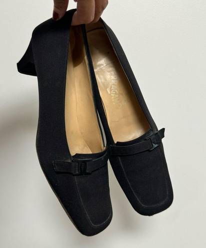 Salvatore Ferragamo  Black Block Heels Square Toe size 8