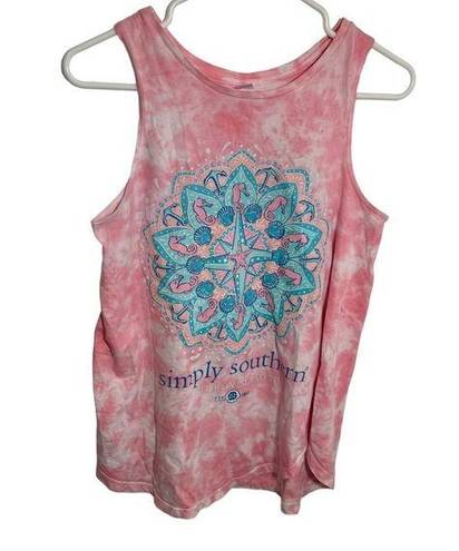 Simply Southern  Tie Dye Tank Top Pink Teal M