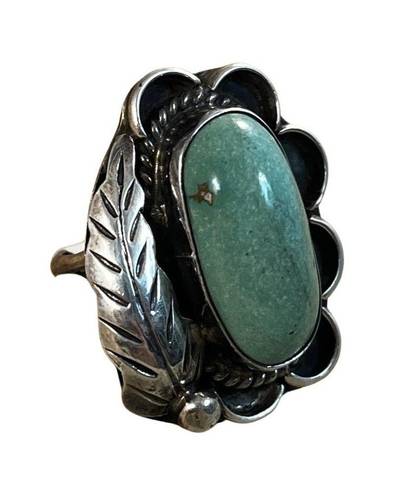 Vintage Green Turquoise Ring, Native American Indian Ring Sz 6.5