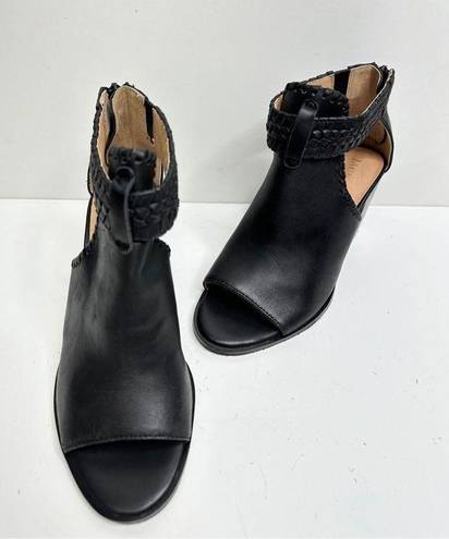 Jack Rogers  Booties Womens Size 5.5 Black Leather Tinsley Open Toe Block Heel