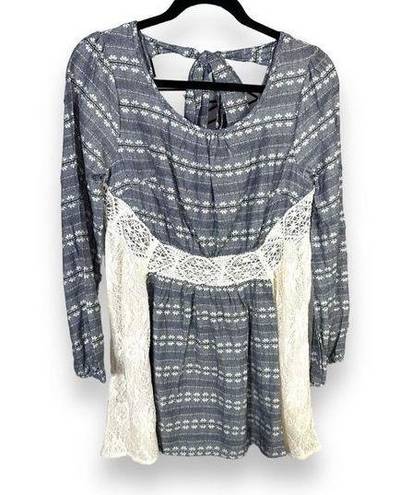 Ryu  Boho Lace and Embroidery Long sleeve Mini Dress