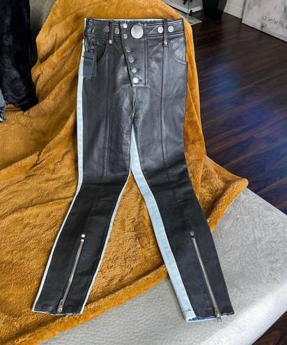 Alexander Wang  Snap-Detailed Leather and Denim Skinny Pants