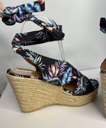 Charlotte Russe l Tropical Tie Back Wedge Sandals