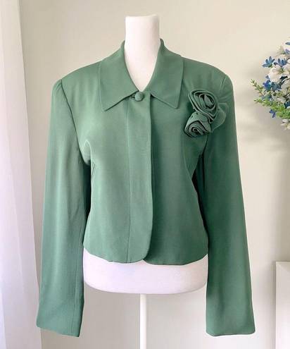 Tracy Reese Vintage ‘90s  for Magaschoni 100% Silk Green Cropped Blazer