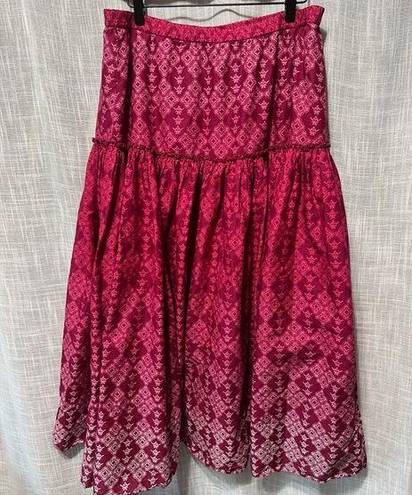 Coldwater Creek  Maxi Jacquard acid wash print damask paisley pink & white skirt