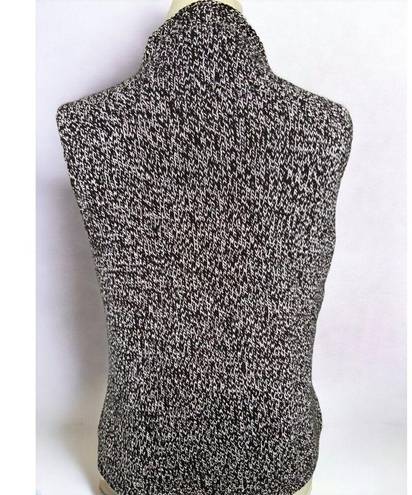 Talbots  mock neck sleeveless black white herringbone cotton sweater ladies S