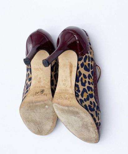 Kate Spade  Size 6.5 M Kelsey Leopard Print Patent Leather Mary Jane Pumps Heels