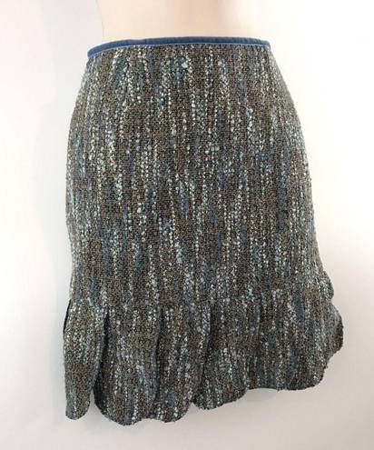 Petal Allen Schwartz Women's Tweed Straight Skirt Blue  Hem Pencil‎ Size 6