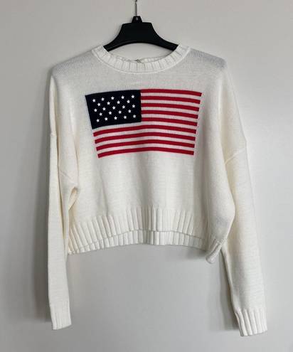 moon&madison American flag iconic crewneck pullover knit sweater small cream NEW NWT
