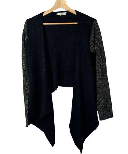 House of Harlow  1960 Celine Black & Gold Open Front Knit Cardigan S