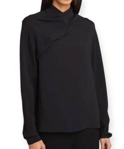 The Row  Women’s Size 10 Black Yoko Cowl Neck Draped Front Long Sleeve Top