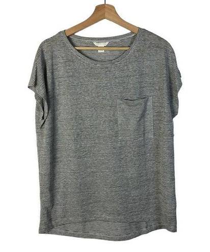 Caslon  Light Gray Flora Stripe Pocket Bust Short Sleeve T-Shirt M