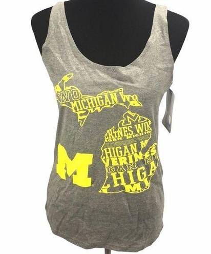 Sideline Apparel  University of Michigan Tank Top, Gray, Yellow, Medium