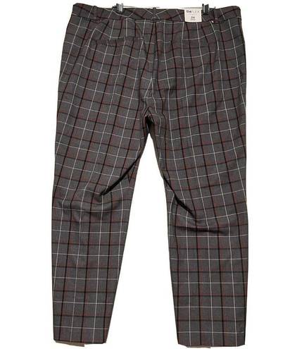 Tommy Hilfiger 𝅺 plaid skinny pants flex PLUS SIZE 24 Flattering career Gray Red