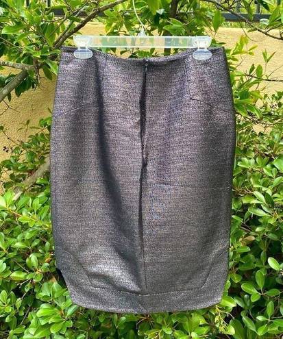 Johnathan Simkhai Black & Silver Metallic Shimmer Pencil Skirt. Size 8. EUC!