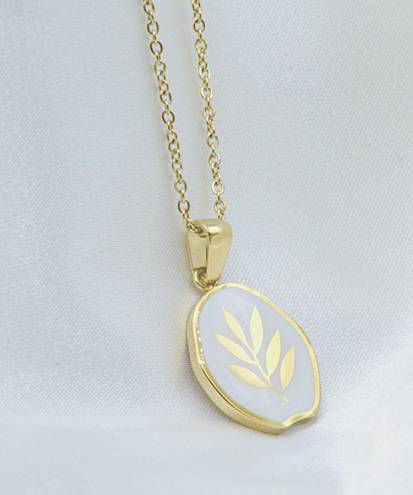 Gold Plant Irregular Shaped Pendant Necklace