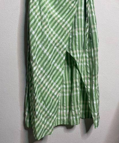 Cinq à Sept Cinq A Sept Dress Gia Plaid Puff Sleeve Green Midi Dress Size 6