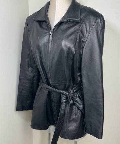 Krass&co Vintage Colebrook &  Genuine Leather Belted Jacket Size XL late 90s Y2K Black
