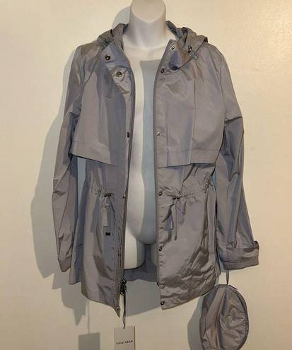 Cole Haan  hooded packable Rain Jacket Size Large blue/gray “Mist” color NWT