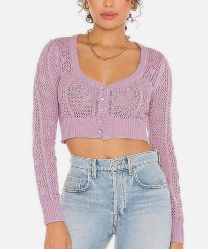 Lovers + Friends Revolve  Purple Cropped Crochet Sweater