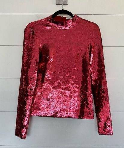 Veronica Beard  Women’s 2 Red Sequin Lucinda Blouse