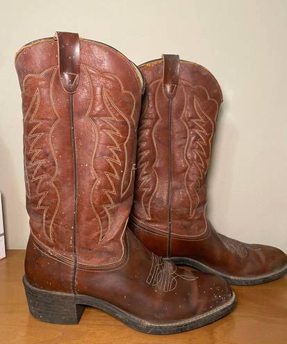 Leather Cowgirl Boots Brown Size 9.5