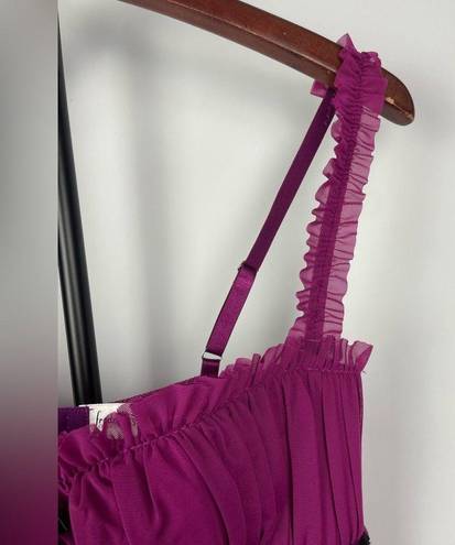 Frederick's of Hollywood Frederick’s of Hollywood Fuchsia Purple Mesh Ruffle Lingerie Sheer Top Dress