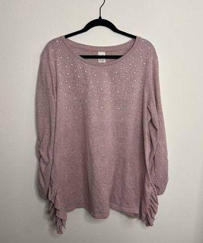 Terra & Sky Women's  Pink Long Sleeve Sweater- 2X