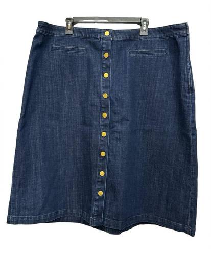 Talbots  Denim Button Front A Line Skirt Size 20W Dark Wash Midi Skirt