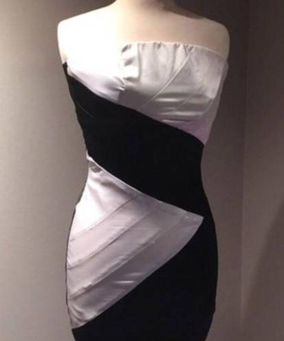 French Atmosphere Black and white satin dress