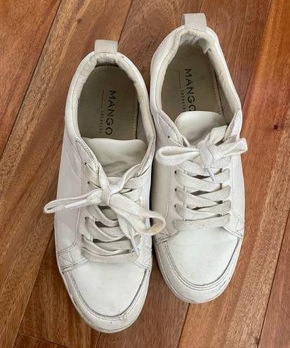 Mango  White Leather Platform Sneaker