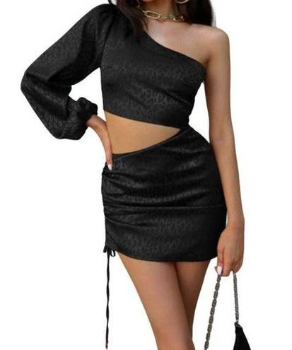 RUNAWAY THE LABEL Runaway Monrow Cutout One Sleeve Mini Dress Black Size XL NWT