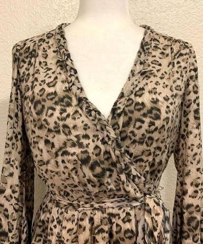 Rebecca Taylor  Leopard Print Faux Wrap Dress w/ Belt