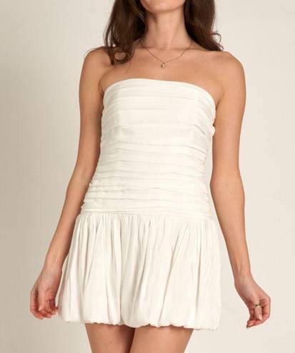 Meshki White Bubble Hem Mini Dress 