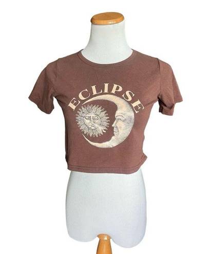 The Moon Youth Girls Eclipse Celestial Sun Crop Graphic Tee Shirt Top - Sz 14/16