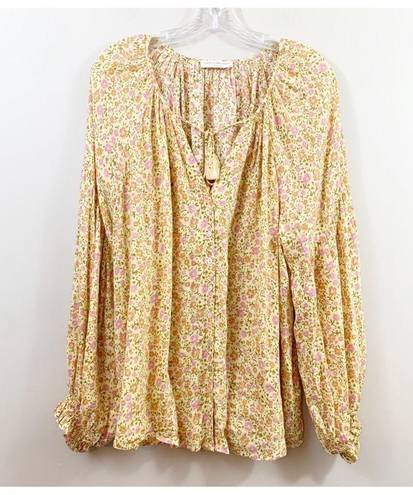 Daisy Spell & The Collective Rue Blouse Floral  Yellow Long Sleeve Size XXL