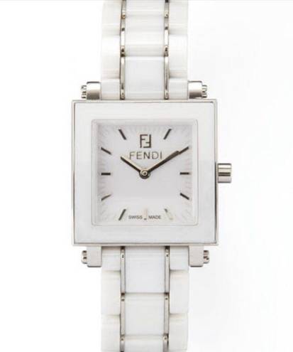 Fendi  White Square Watch Stainless Steel