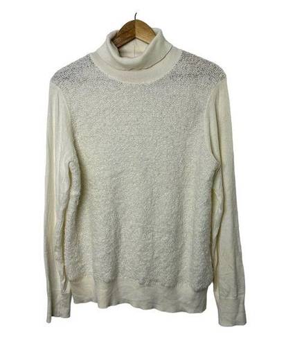 Juicy Couture  Ivory Textured Wool-Blend Turtleneck Sweater Women's XL New