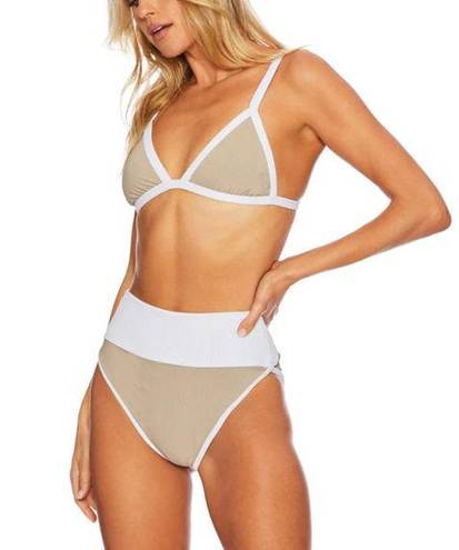 Beach Riot  Bikini Size XS Pamela Bikini Top & Emmy Bottoms Taupe & White